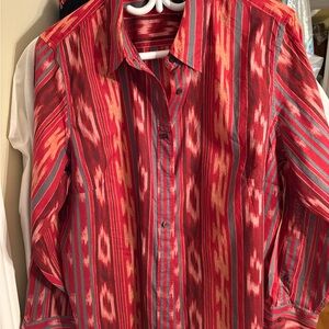 Ralph Lauren Red and Orange Striped Button-Up Shirt